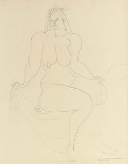 Gaston Lachaise - Seated Nude Figure with Drape