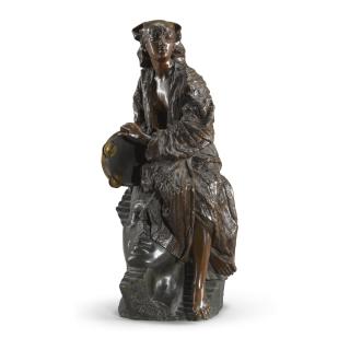 Gaston Leroux - French femme Au Tambourin Assise Sur Une Tete De Sphinx