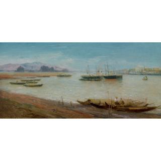 Gaston Roullet - Vue D\'Un Port Au Tonkin