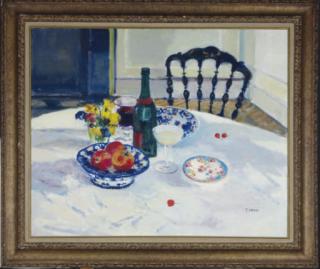 Gaston Sébire - Still Life With Fruit, Flowers And Wine