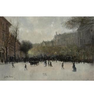 Gaston Veuvenot Leroux - French A Busy Street