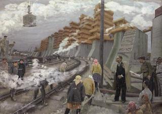Gavril Gorelov - Kirov inspecting the building of the Dnepr HES