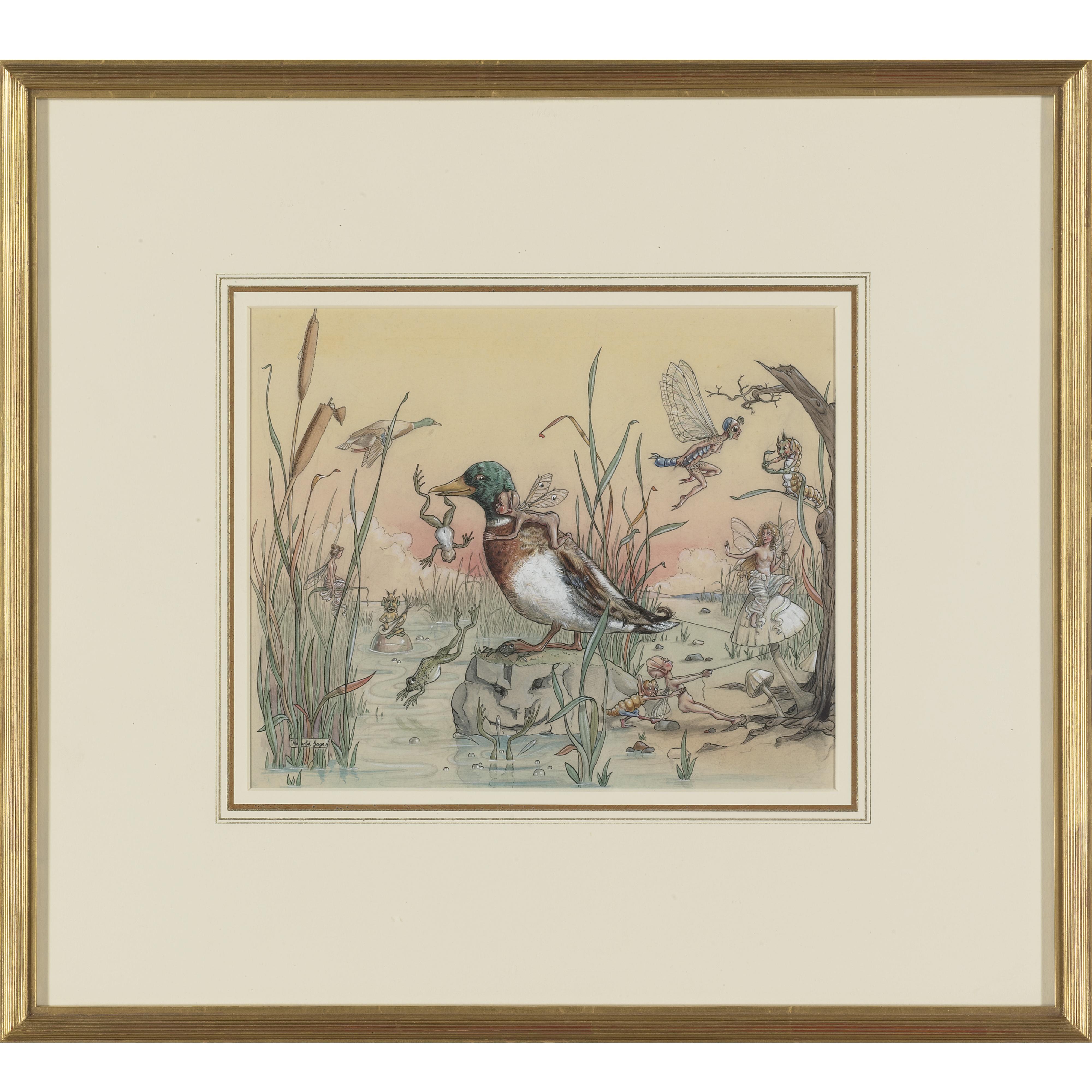 Gaze, Harold - Mallard with a frog, surrounded by fairies