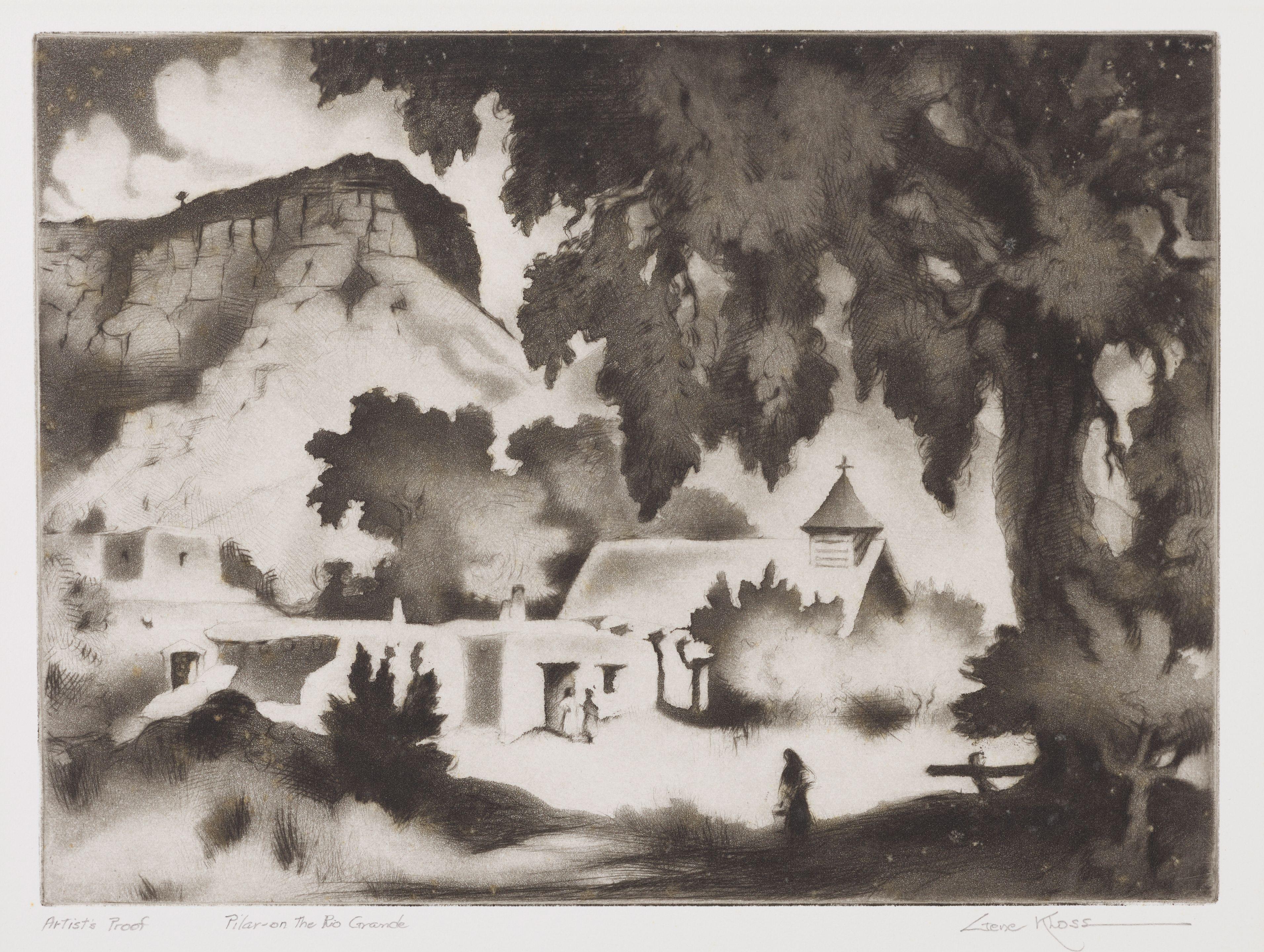 Gene Kloss - Pilar on the Rio Grande; Courtyard in Chimayo 2