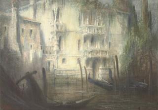 Gennaro Favai - A Venetian backwater at dawn