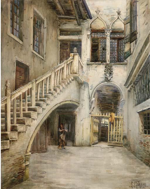Gennaro Favai - Cortile a Venezia, 1898.