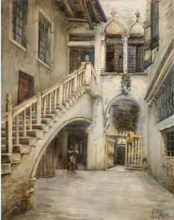 Gennaro Favai - Cortile a Venezia, 1898.