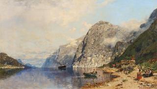 Georg Anton Rasmussen - Fährdampfer im Fjord.
