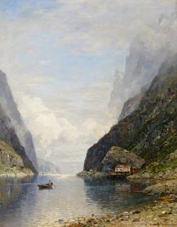 Georg Anton Rasmussen - Fischer in seinem Ruderboot auf dem Fjord