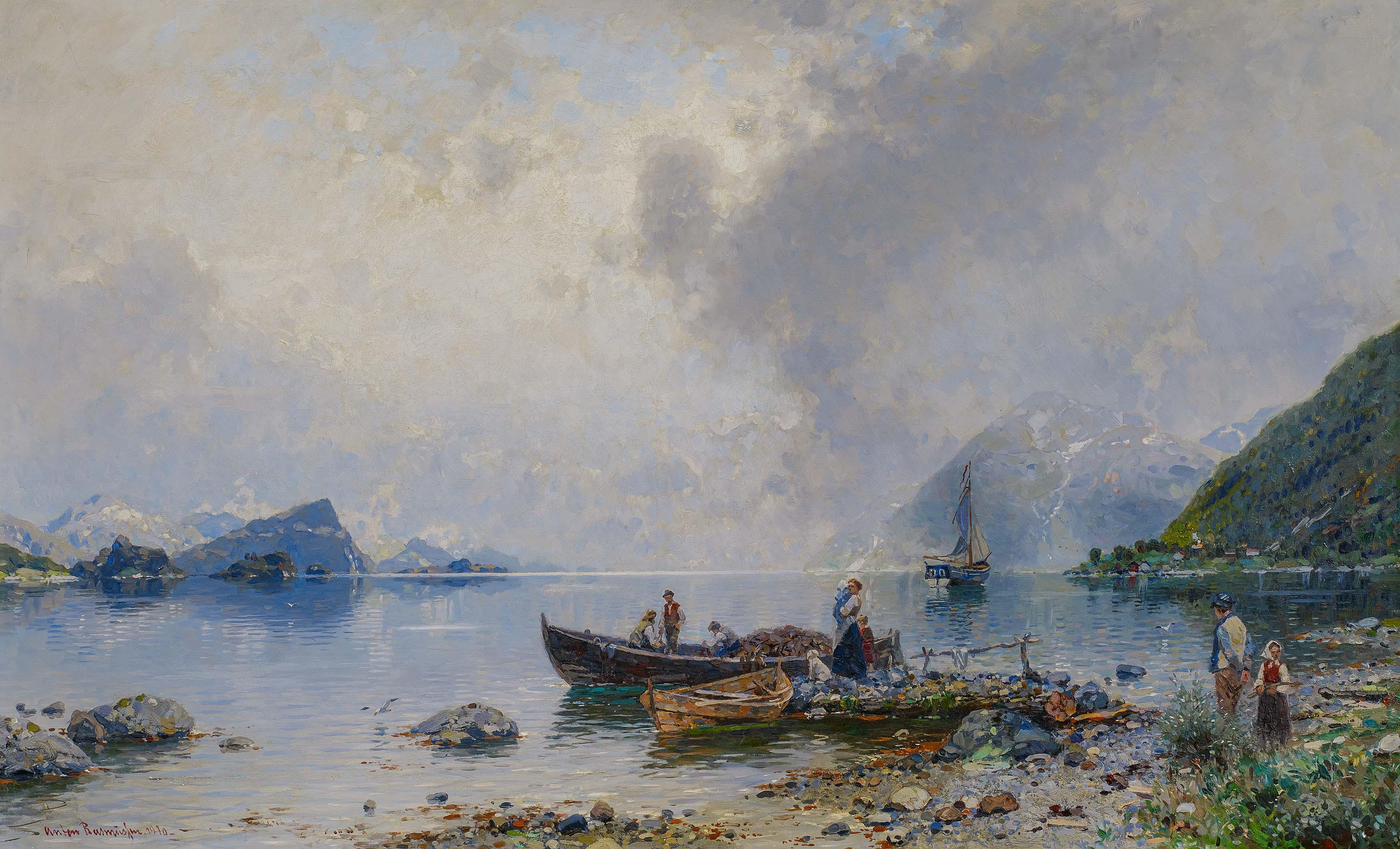 Georg Anton Rasmussen - Norwegische Bauernfamilie am Fjord