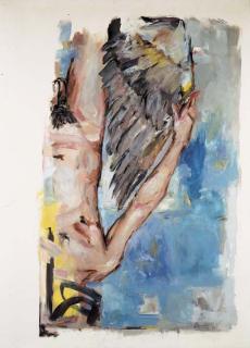 Georg Baselitz - Dreieck zwischen Arm und Rumpf (Fingermalerei Akt)
