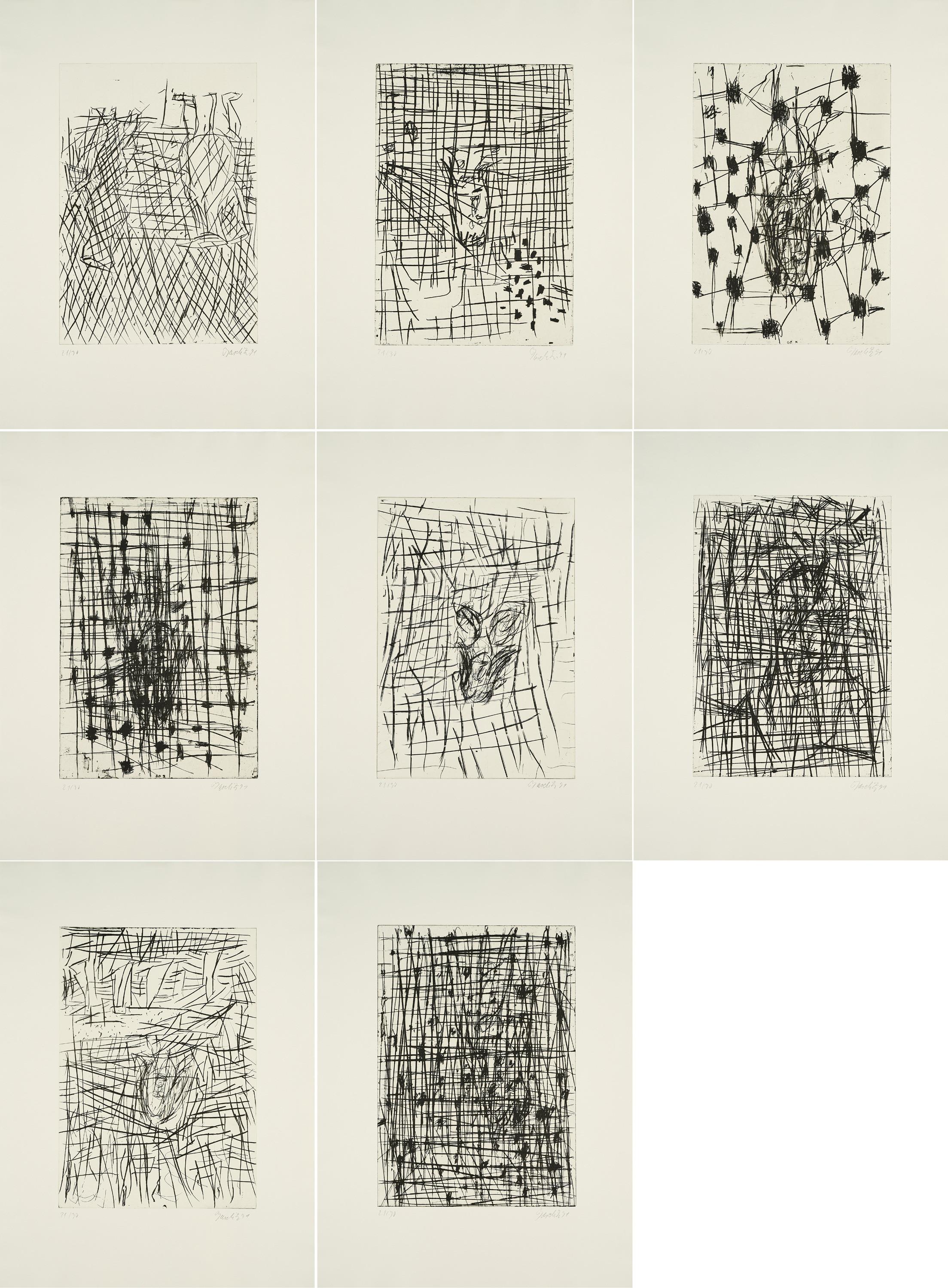 Georg Baselitz - Serie von 8 Druckgrafiken.