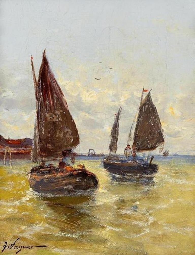 Georg Fischhof - »Fischerbarken an der adriatischen Meeresküste«