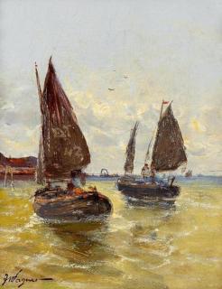 Georg Fischhof - »Fischerbarken an der adriatischen Meeresküste«