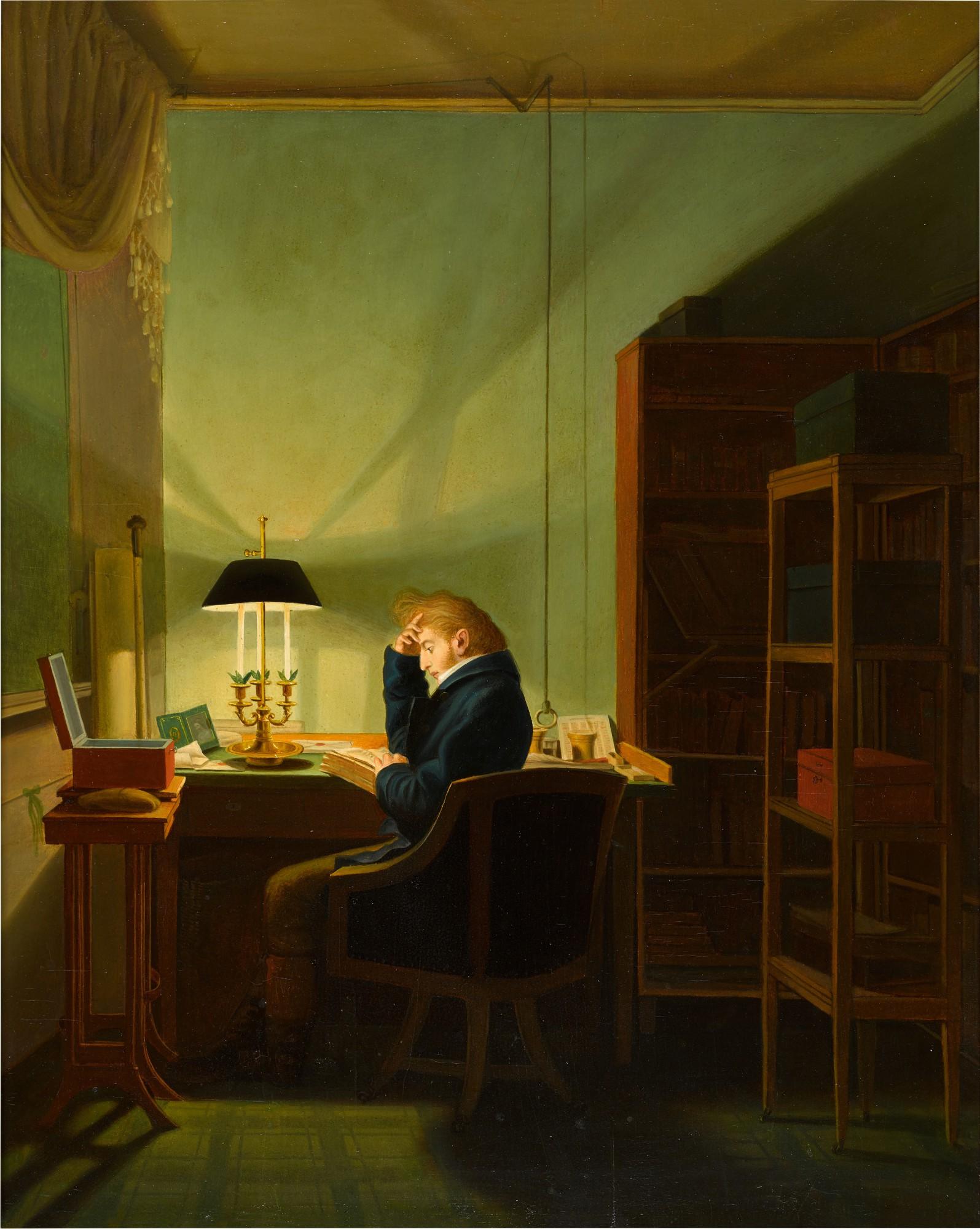 Georg Friedrich Kersting - Reading by Lamplight