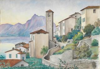 Georg Gerhard Schrimpf - A View In The Swiss Alps, Probably Ronco Sopra Ascona