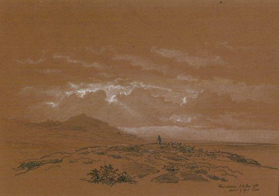 Georg Heinrich Crola - Schäfer mit seiner Herde bei Heimburg