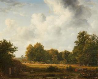 Georg Jacob Johannes van Os - Große baumbestandene Landschaft mit Hirten und Schafen