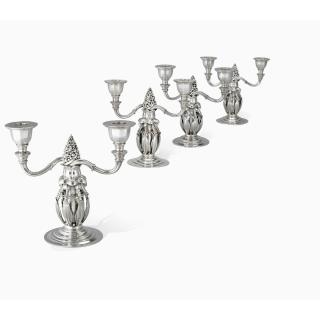 Georg Jensen - Paire De Flambeaux, Modèle N° 244 Dessiné En 1918 