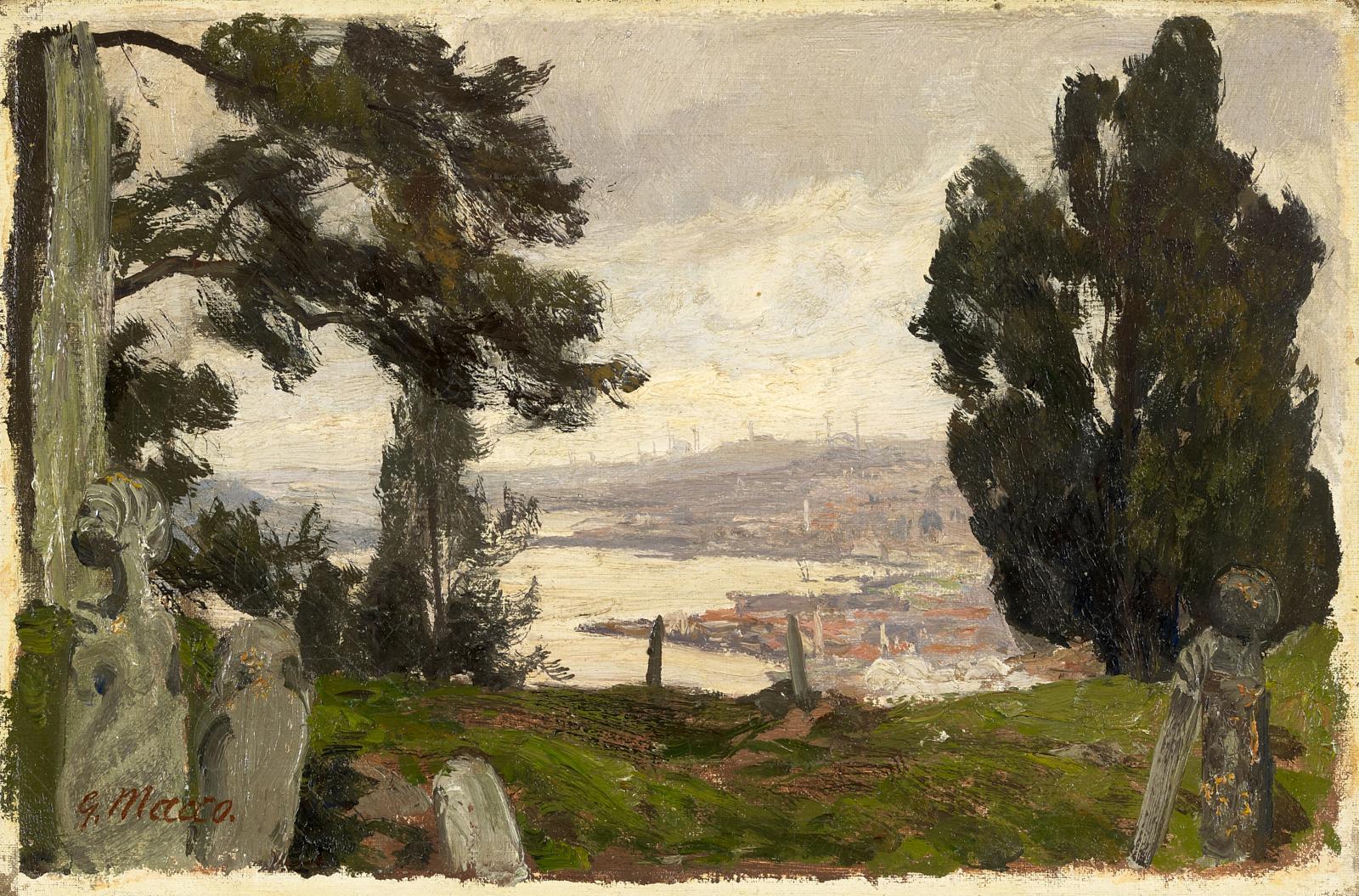 Georg Macco - Blick auf den Bosporus mit der Silhouette von Istanbul im Hintergrund