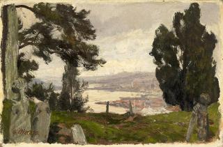 Georg Macco - Blick auf den Bosporus mit der Silhouette von Istanbul im Hintergrund