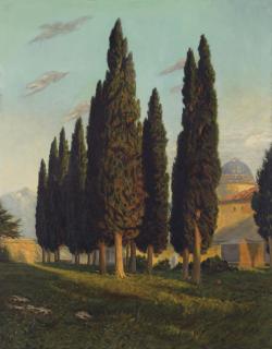 Georg Macco - Landscape With Poplar Trees