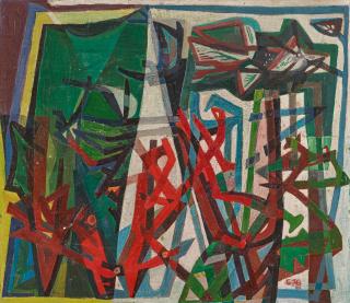 Georg Meistermann - Vogelhecke (Vogel im Dornbusch)