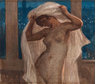 Georg Pauli - Evening interior with female model