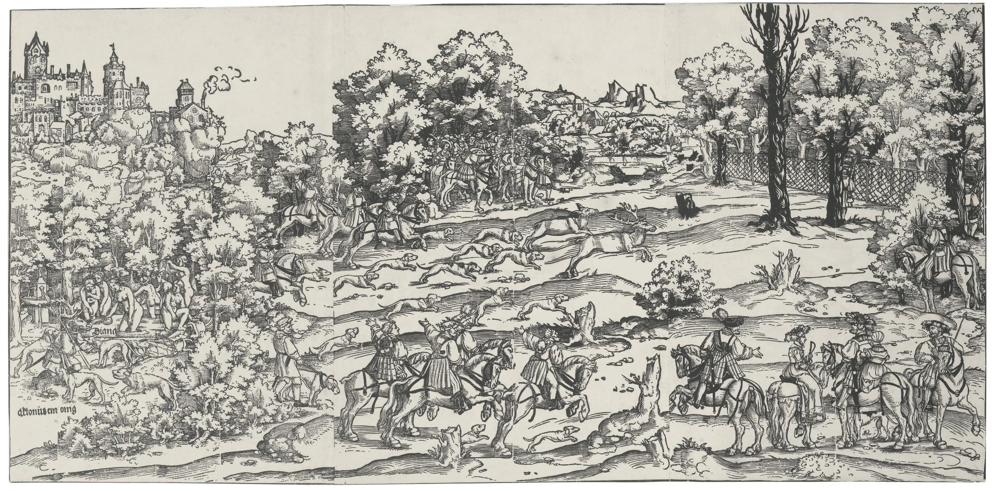 Georg Pencz - Diana And Actaeon (The Stag Hunt) (Hollstein 117)