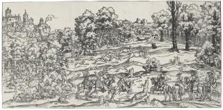 Georg Pencz - Diana And Actaeon (The Stag Hunt) (Hollstein 117)