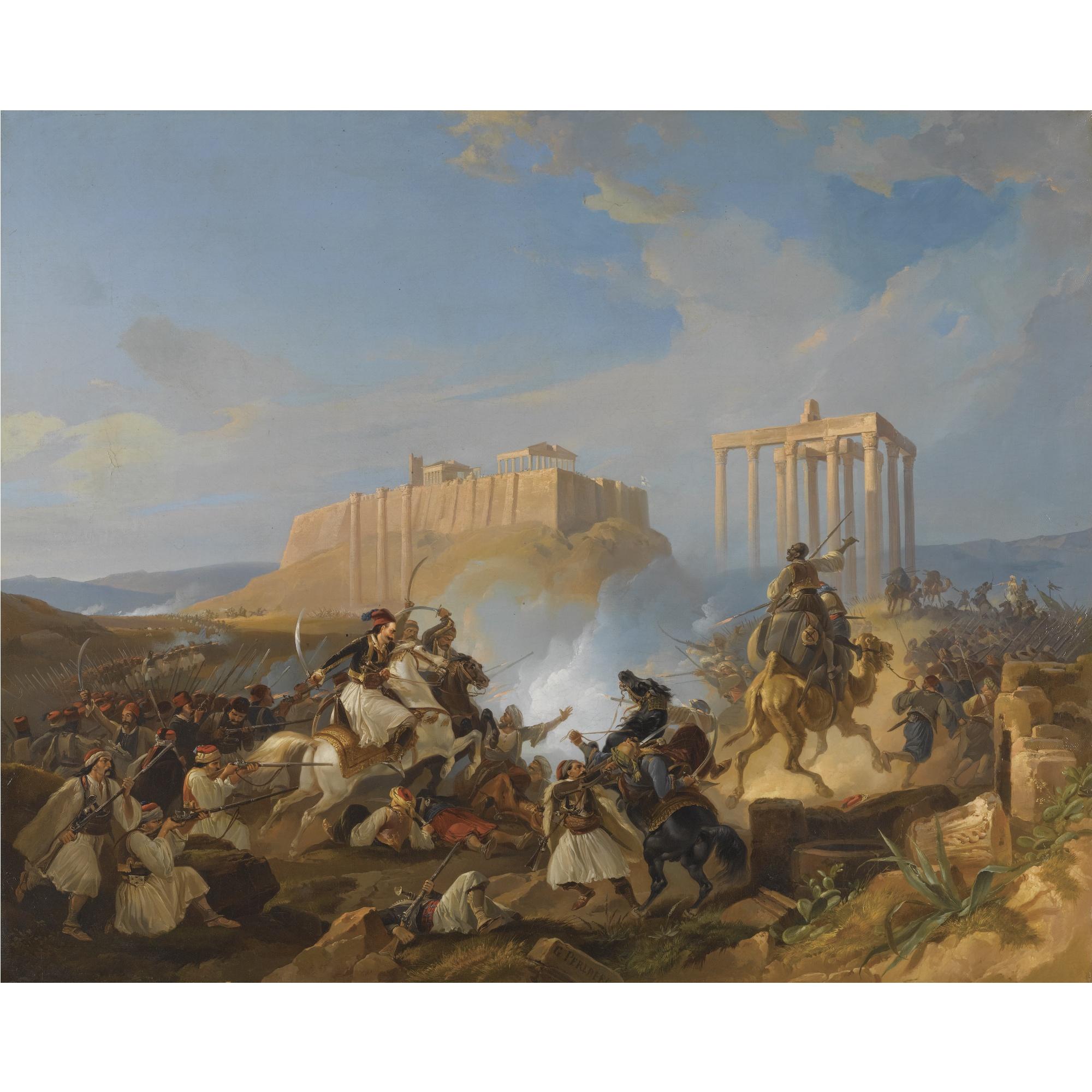 Georg Perlberg - German battle Scene From The Greek War Of  Independence