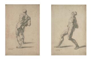 Georg Philipp Rugendas - 2 Bll.: Muskelmann im Profil in Schrittstellung – Muskelmann in