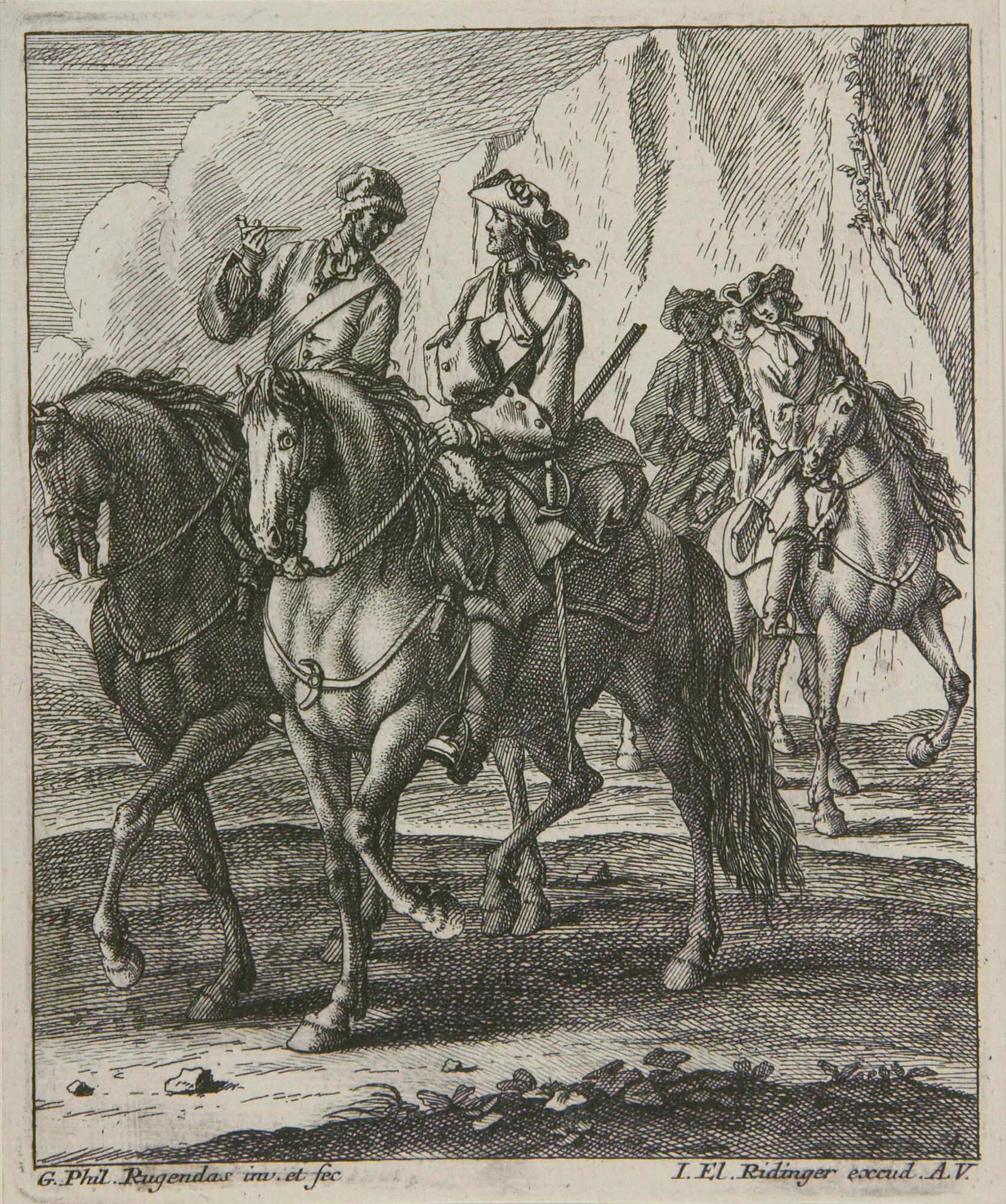 Georg Philipp Rugendas - 6 Bll.: Reiterdarstellungen.