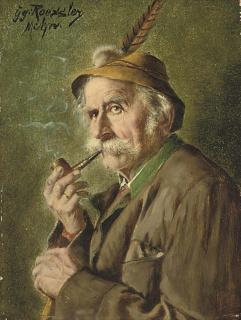 Georg Roessler - Bavarian figure smoking a pipe