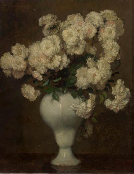 Georg Rueter - A still life with roses in a vase