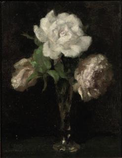 Georg Rueter - Pink and white roses in a vase