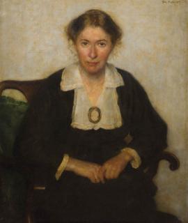 Georg Rueter - Portret van mijn vrouw: portrait of the artist\'s wife Gerarda Rueter-de Lang, seated