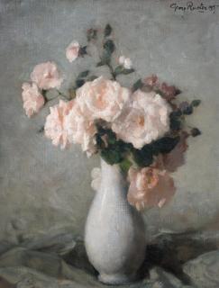 Georg Rueter - Roses in a blanc de Chine vase