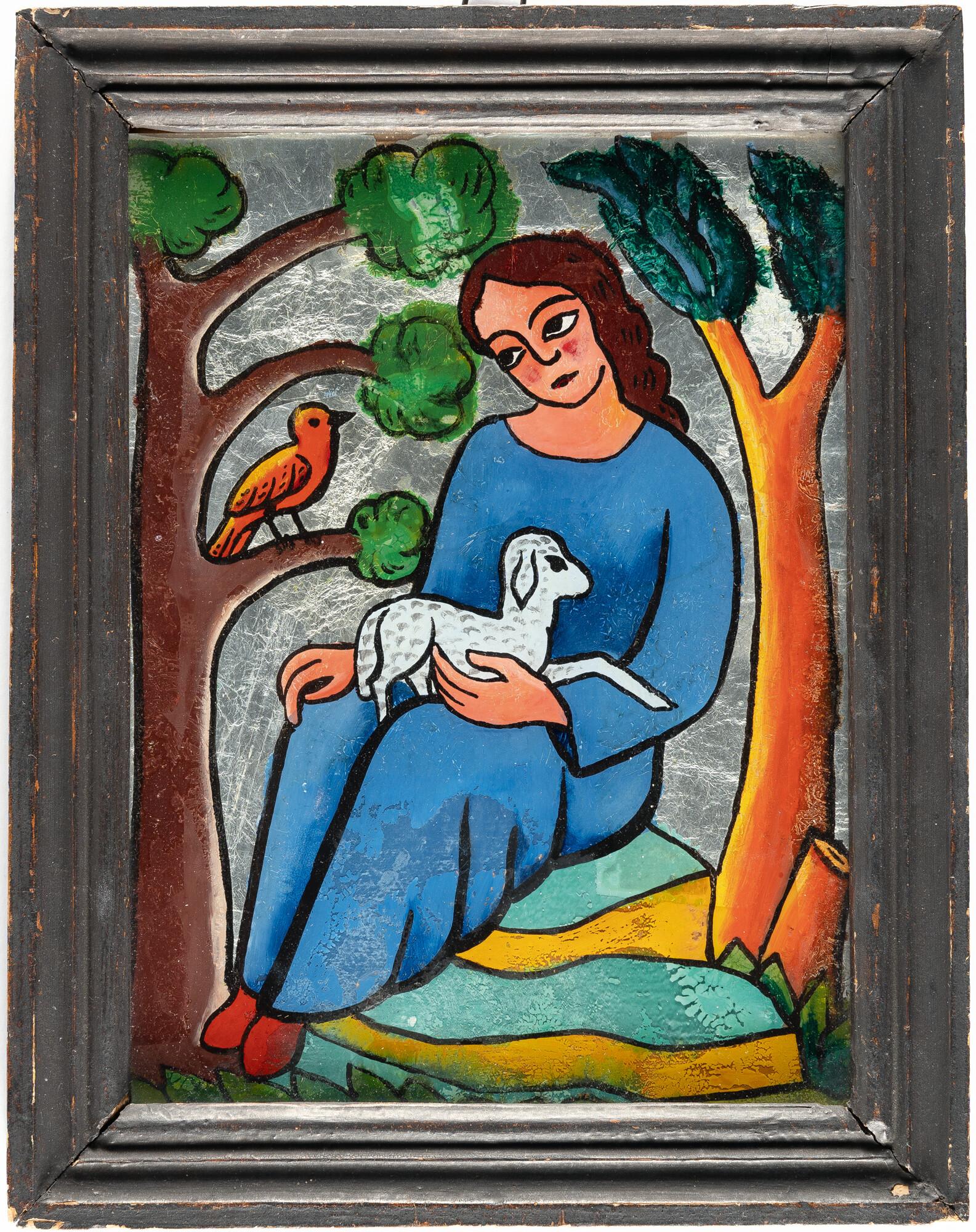 Georg Schrimpf - Das Mädchen mit dem Lämmlein – eine Hl. Agnes