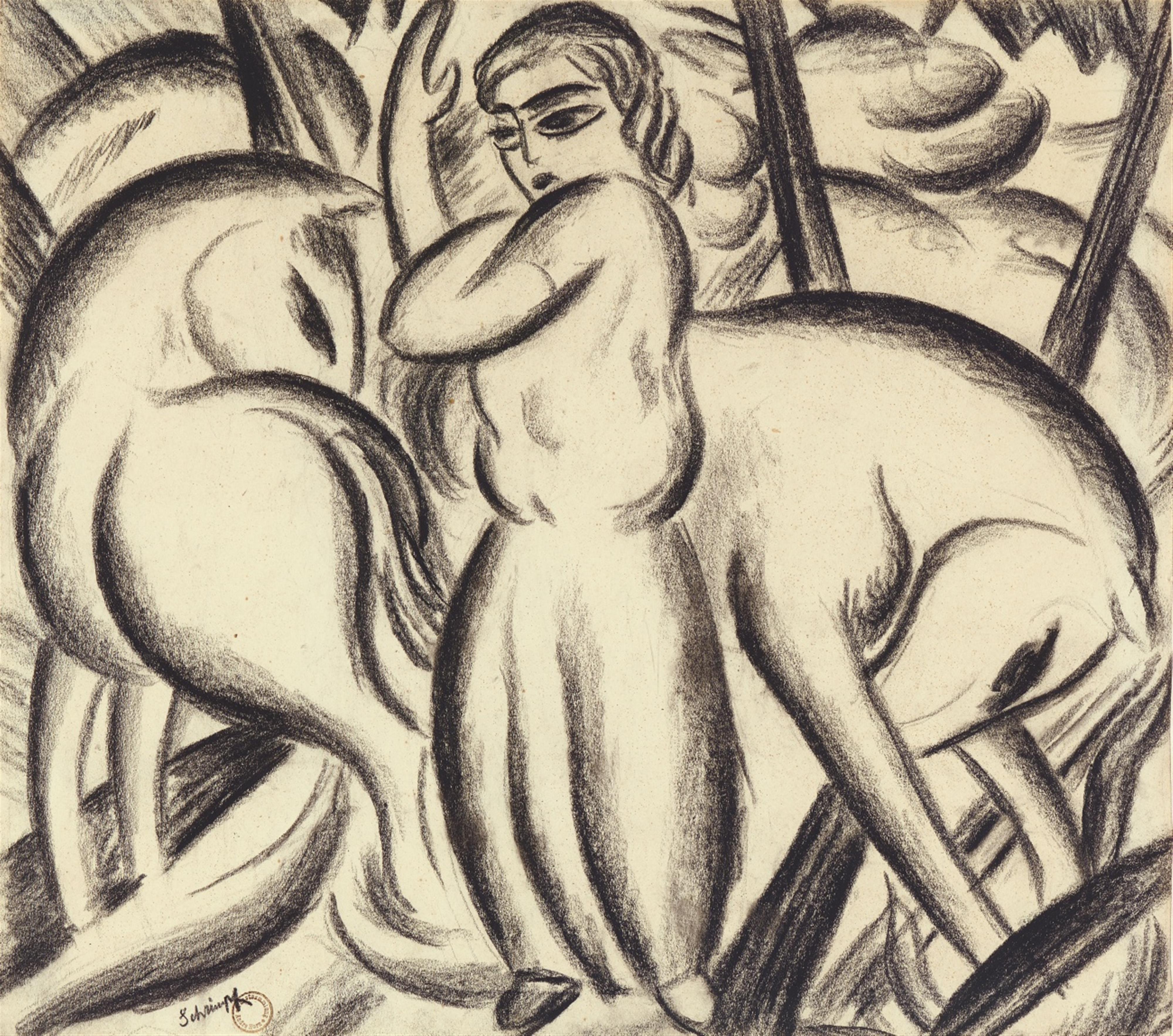 Georg Schrimpf - Junge Frau mit Pferden