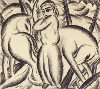 Georg Schrimpf - Junge Frau mit Pferden