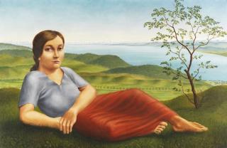 Georg Schrimpf - Mädchen vor Seelandschaft