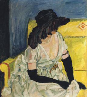 Georg Tappert - Dame mit Hut und schwarzen Handschuhen