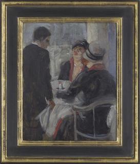 Georg Tappert - Zwei Frauen und Kellner im Café