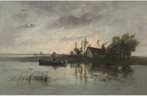 George A. Boyle - Fishing On The River At Dusk
