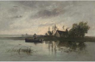 George A. Boyle - Fishing On The River At Dusk