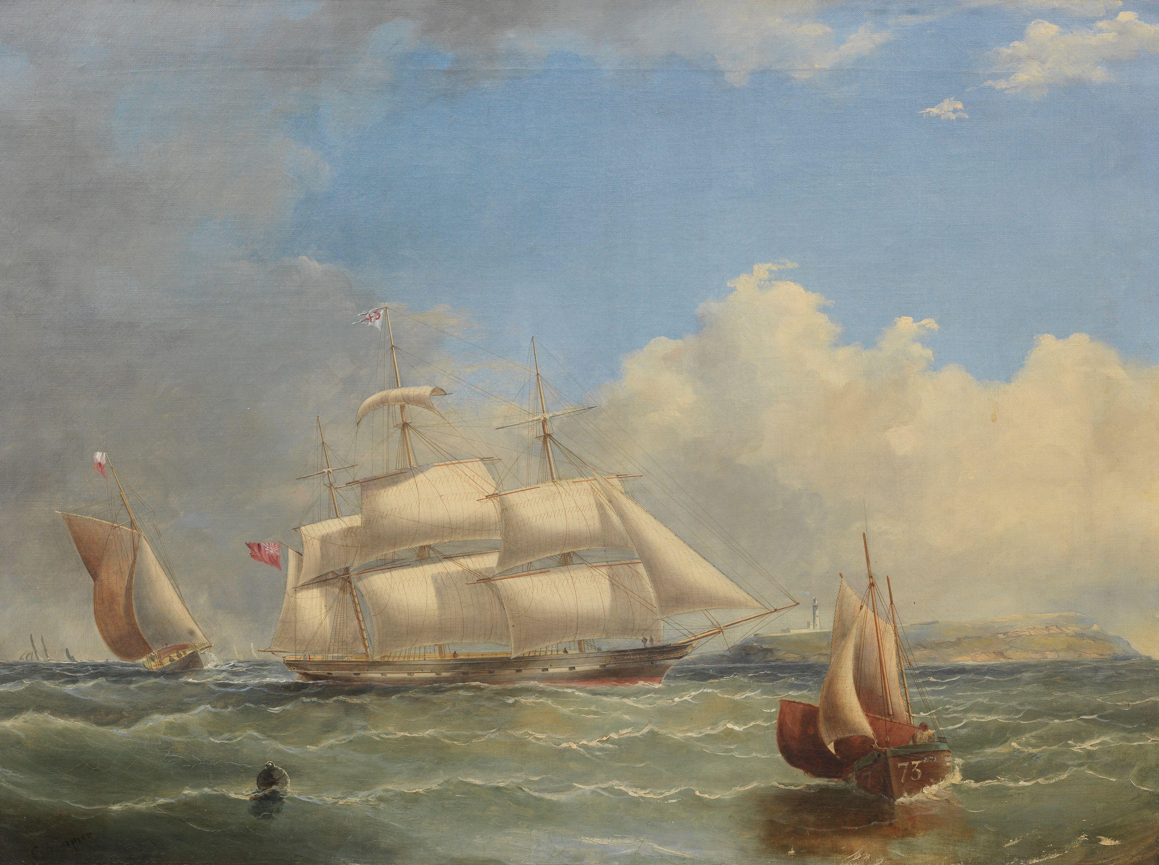 George Alexander Napier - The Anchoria and other vessels off a headland