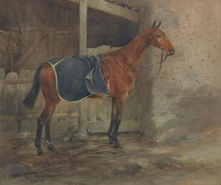 George Algernon Fothergill - Portrait of a bay thoroughbred mare