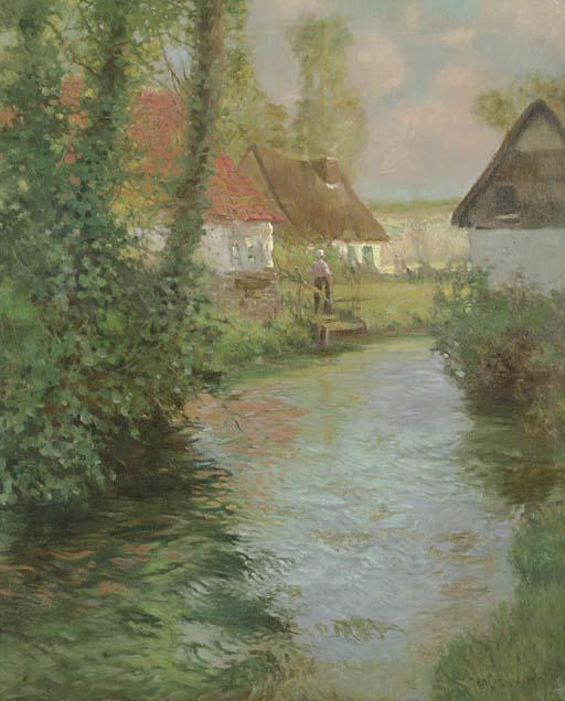 George Ames Aldrich - Cottages By A Canal
