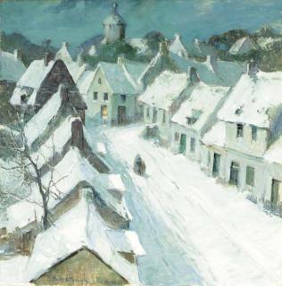 George Ames Aldrich - Normandy Village in Winter